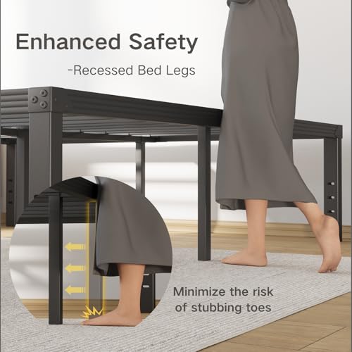 Full Size 18" Tall Heavy Duty Metal Platform Bed Frame Y89428