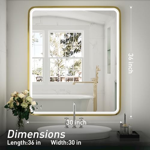 Black Metal Frame LED Bathroom Mirror Q1357