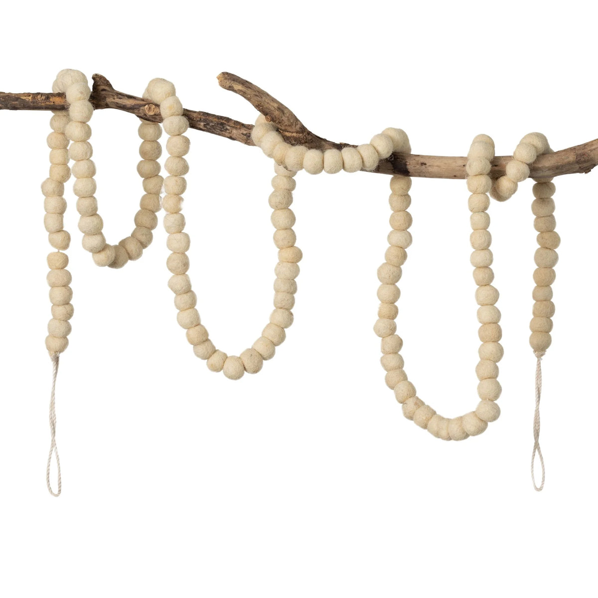 Natural Wool Ball Garland 70"H N13445