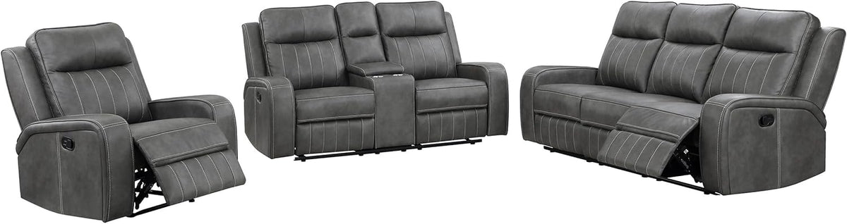 3-Piece Upholstered Motion Reclining Sofa Set Grey G8430