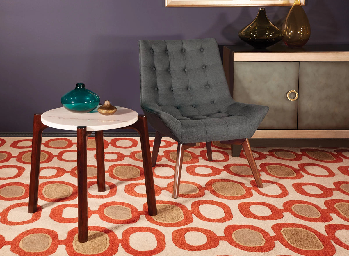 Charcoal Fabric Tufted Chair with Coffee Legs J89076