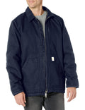 Loose Fit Washed Duck Sherpa-Lined Coat Navy Q6148