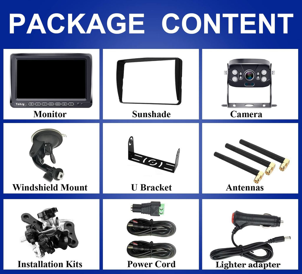 Wireless HD 1080P Backup Camera with 7 Inch Touch Key DVR Monitor F323