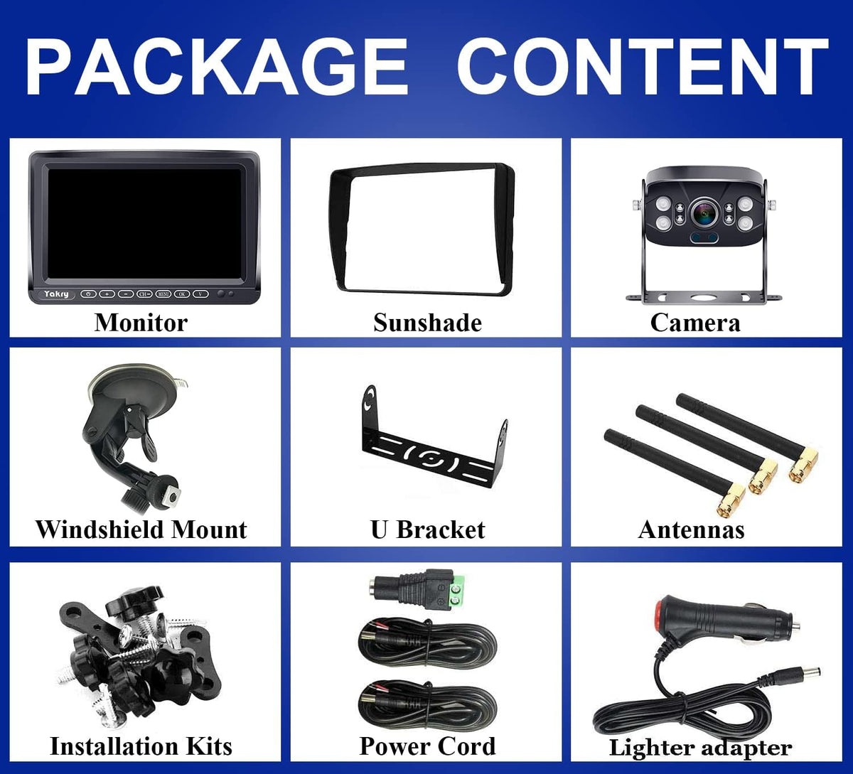 Wireless HD 1080P Backup Camera with 7 Inch Touch Key DVR Monitor F323