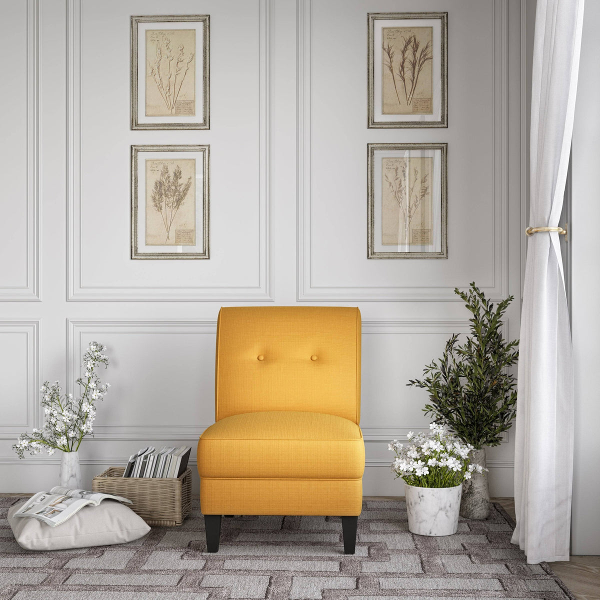 Orange Linen Armless Chair K7294