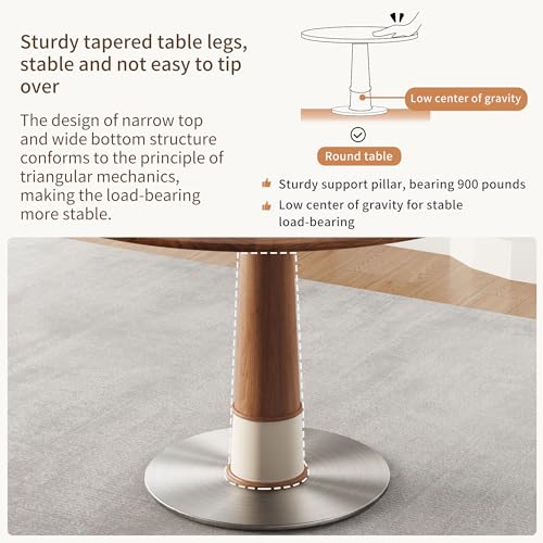 Walnut Round Wooden Dining Table 43.3" E503328