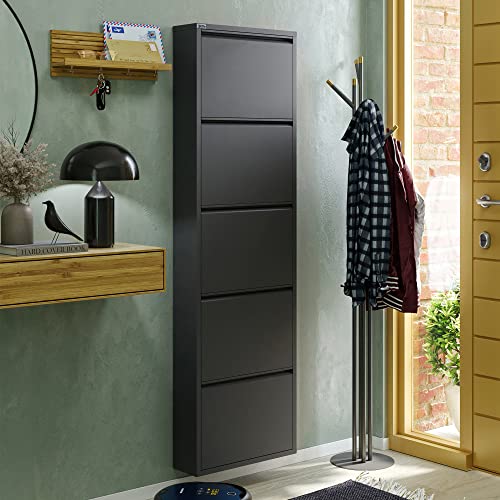 5 Tier Metal Shoe Cabinet with Cover, Anthracite S8957