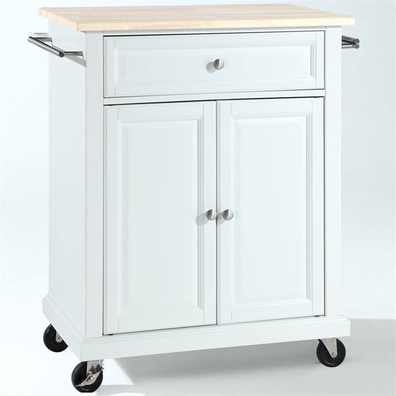 Natural Wood Top Kitchen Cart in White Z4653