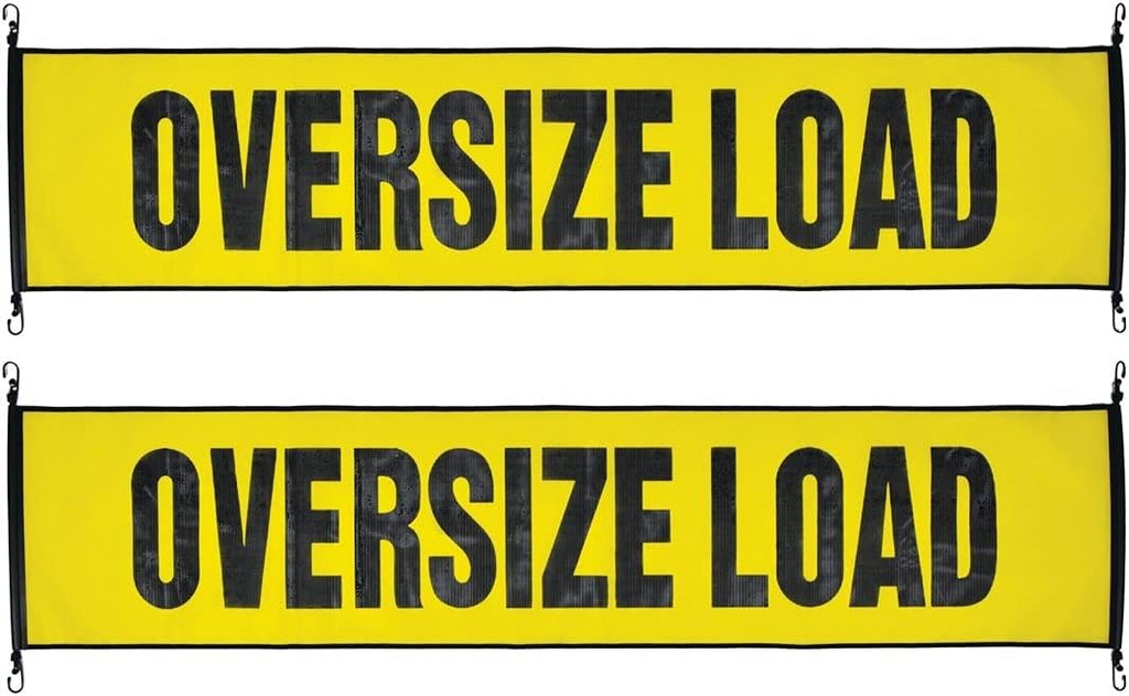 Oversize Load Banner with Heavy Duty Metal Hooks 18 Inch x 84 Inch Pack of 2 V652