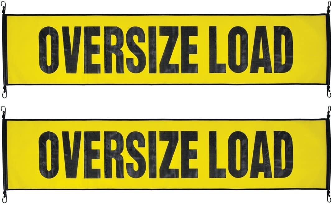 Oversize Load Banner with Heavy Duty Metal Hooks 18 Inch x 84 Inch Pack of 2 V652