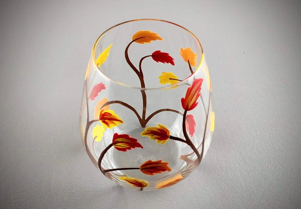 Stemless Hand Painted Wine Glass 18 Ounce D519266