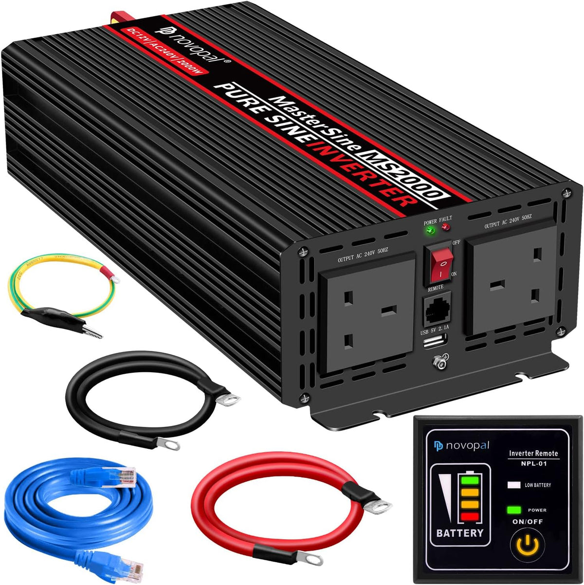 2000 Watt 12V DC to 110V AC Power Inverter with 4 AC Outlets P57042