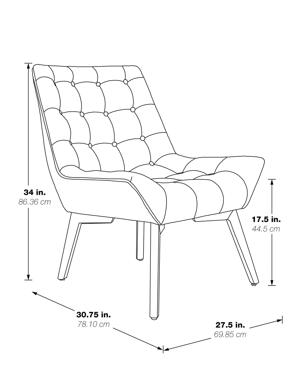Charcoal Fabric Tufted Chair with Coffee Legs J89076