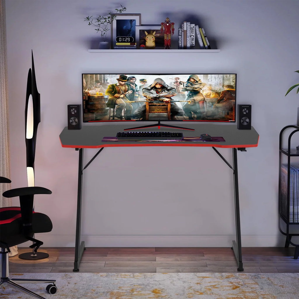 48 inch Z Shaped Gaming Desk with Headphone Hook F4552
