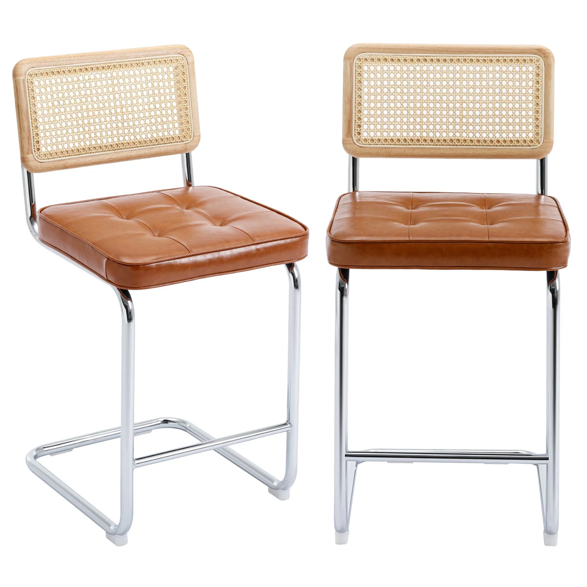 23.6 Inch Rattan Upholstered Bar Stools Set of 2 P497149