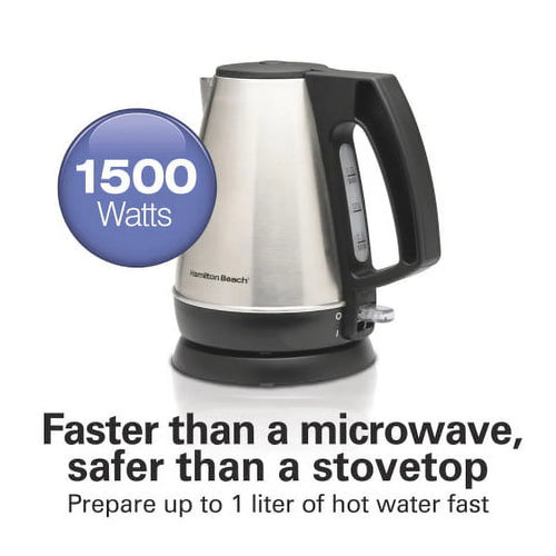 1 Liter Stainless Steel and Black Electric Kettle H346