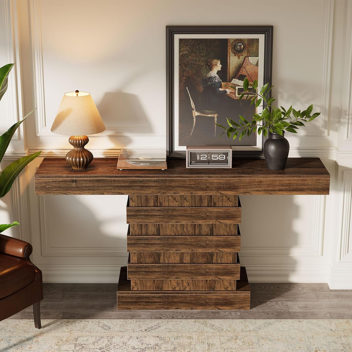 Rustic Brown 63-Inch Wooden Console Table P91738