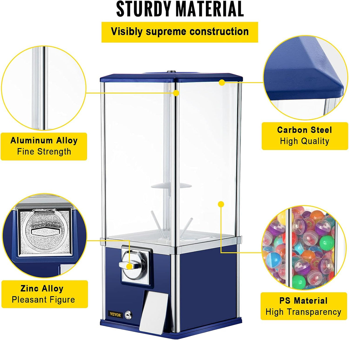 25.2 Height Blue Candy Gumball Vending Machine X2798