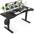 Electric Standing Desk Adjustable Height, 59 in, Brown Q6223