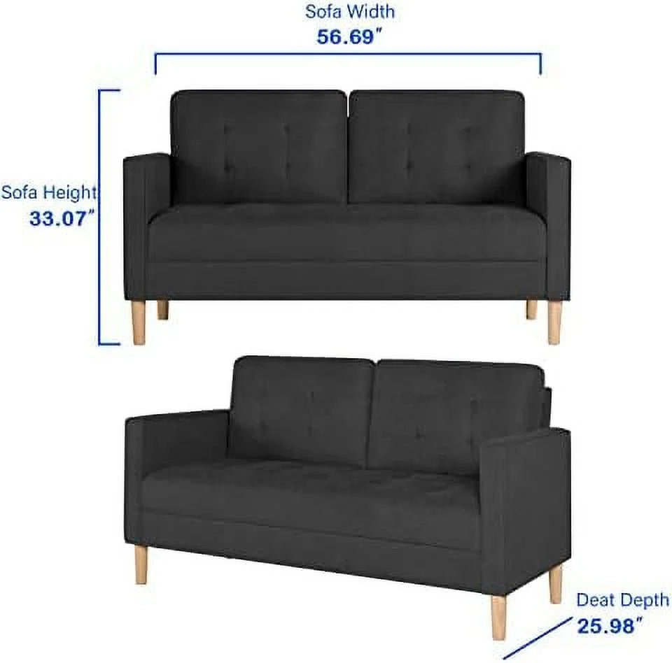 57" Tufted Loveseat and Chair Set of 2 M657
