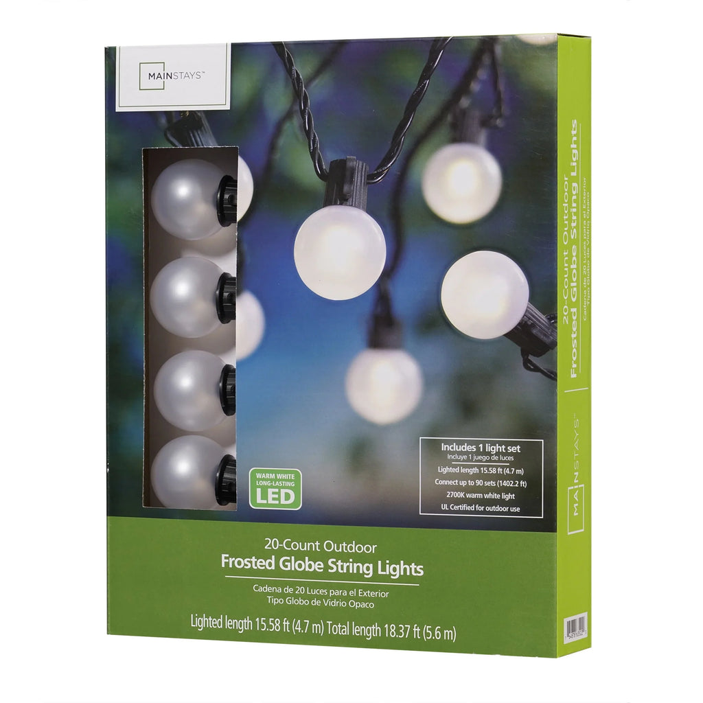 20-Count LED Frosted Globe Outdoor String Lights T79176