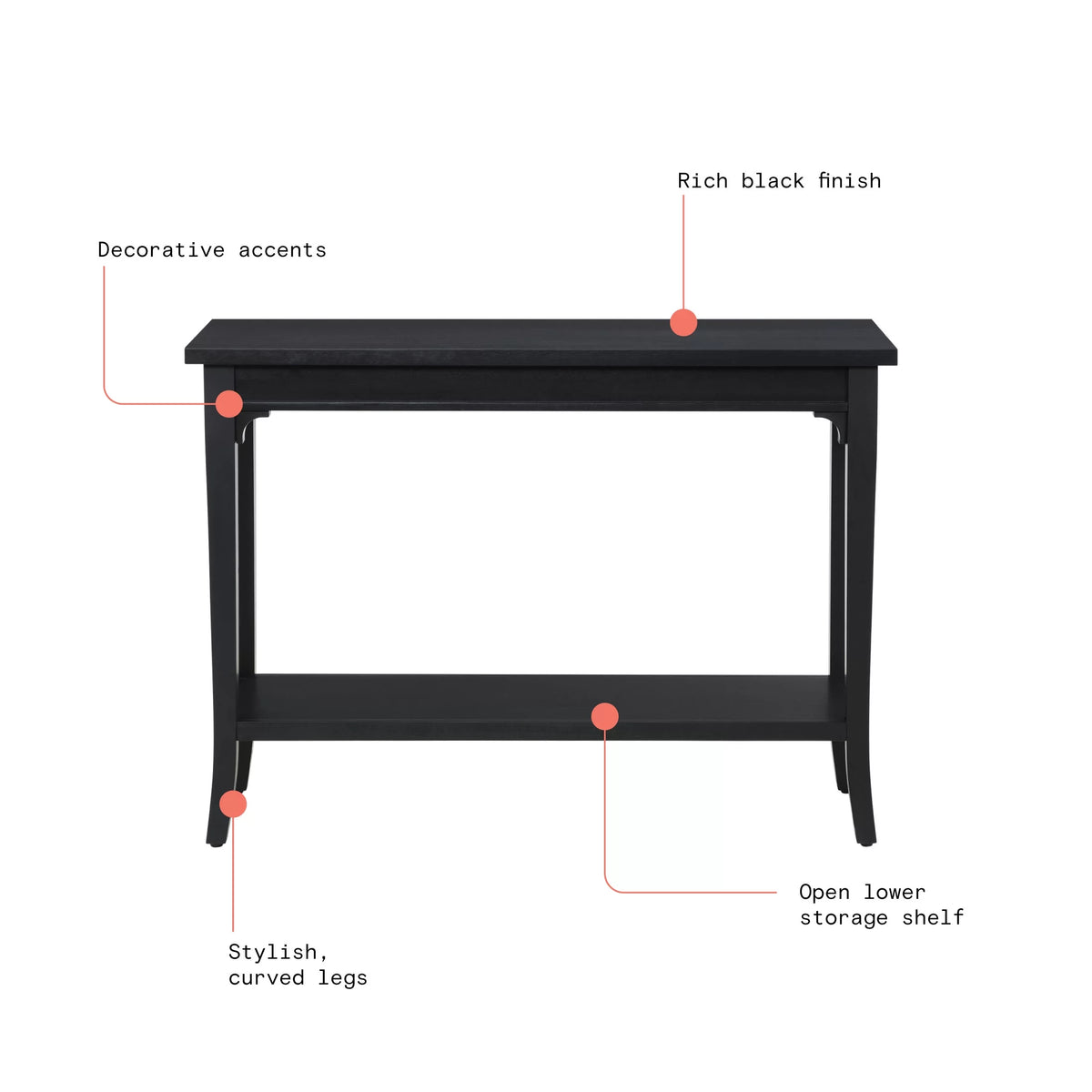 Console Table with Lower Shelf and Solid Wood Frame J410671