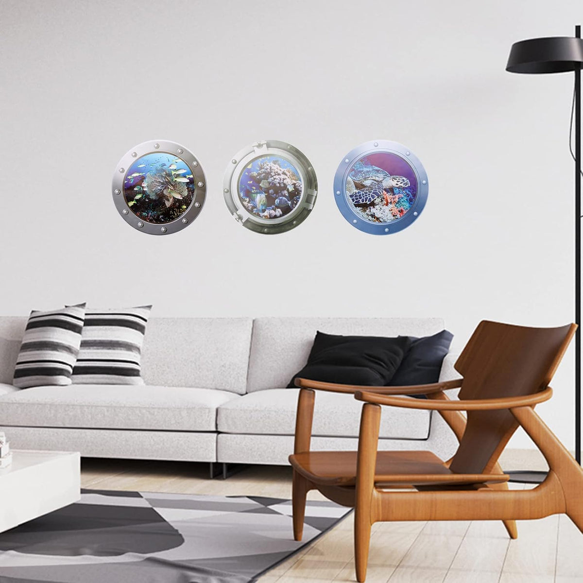 3 Pcs Peel and Stick Removable 3D Fish Sea Life Wall Sticker J751427