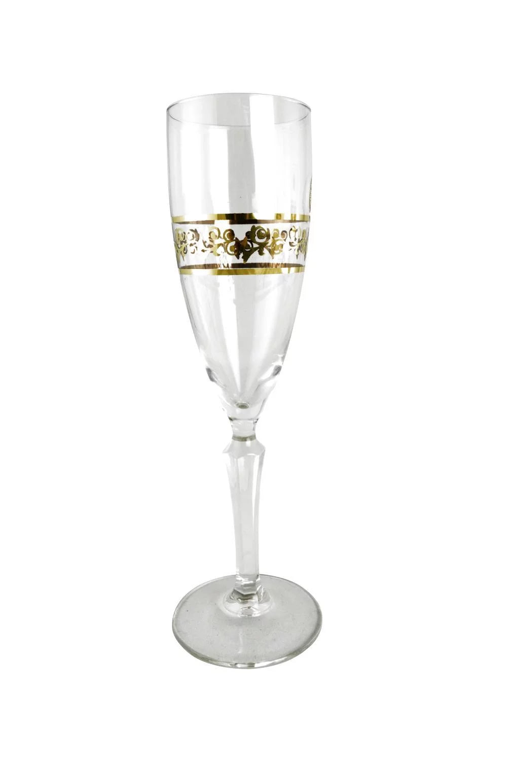 9 in. Flute Glass with Floral Design Set, 6 Piece U90969
