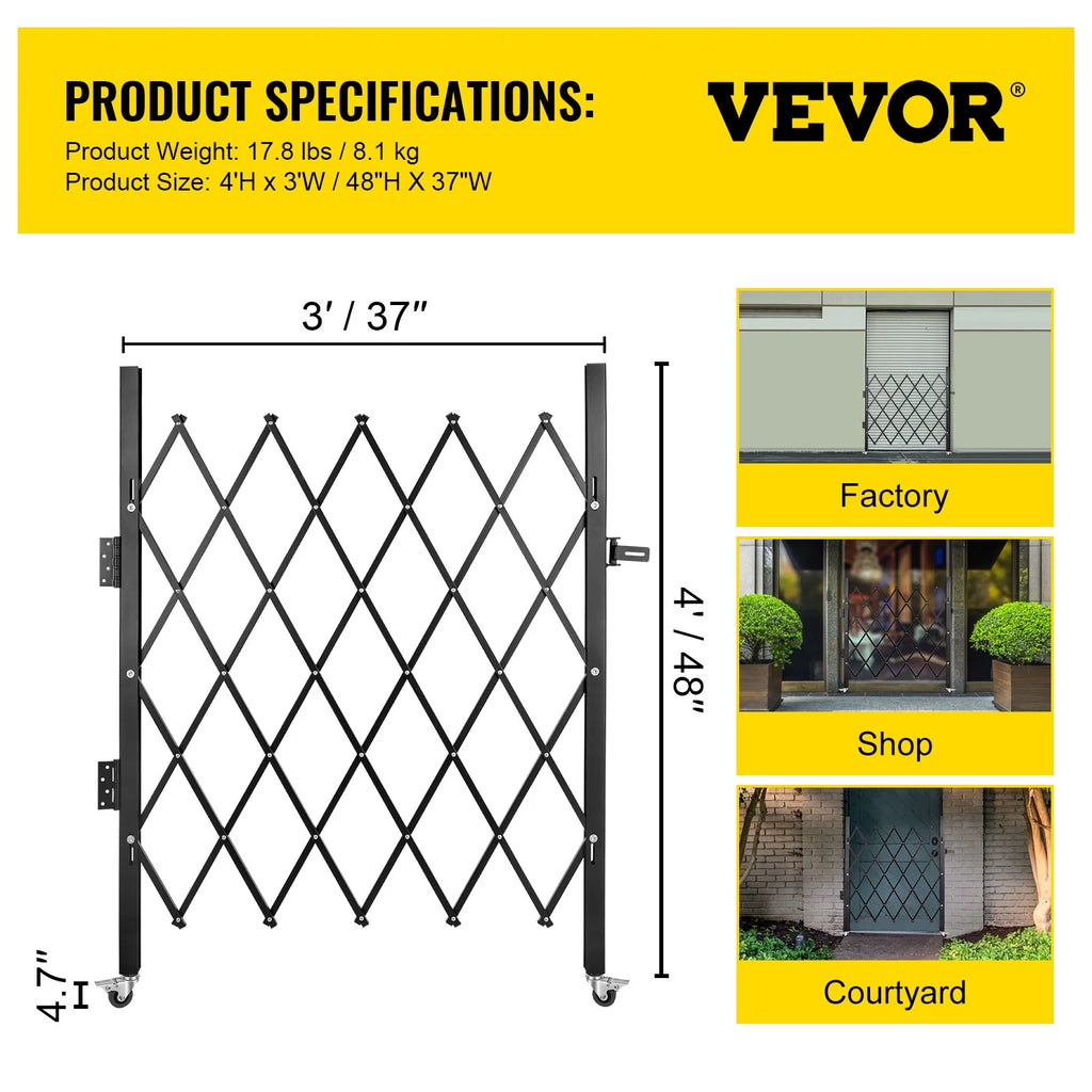 Folding Steel Security Gate with Padlock I1286