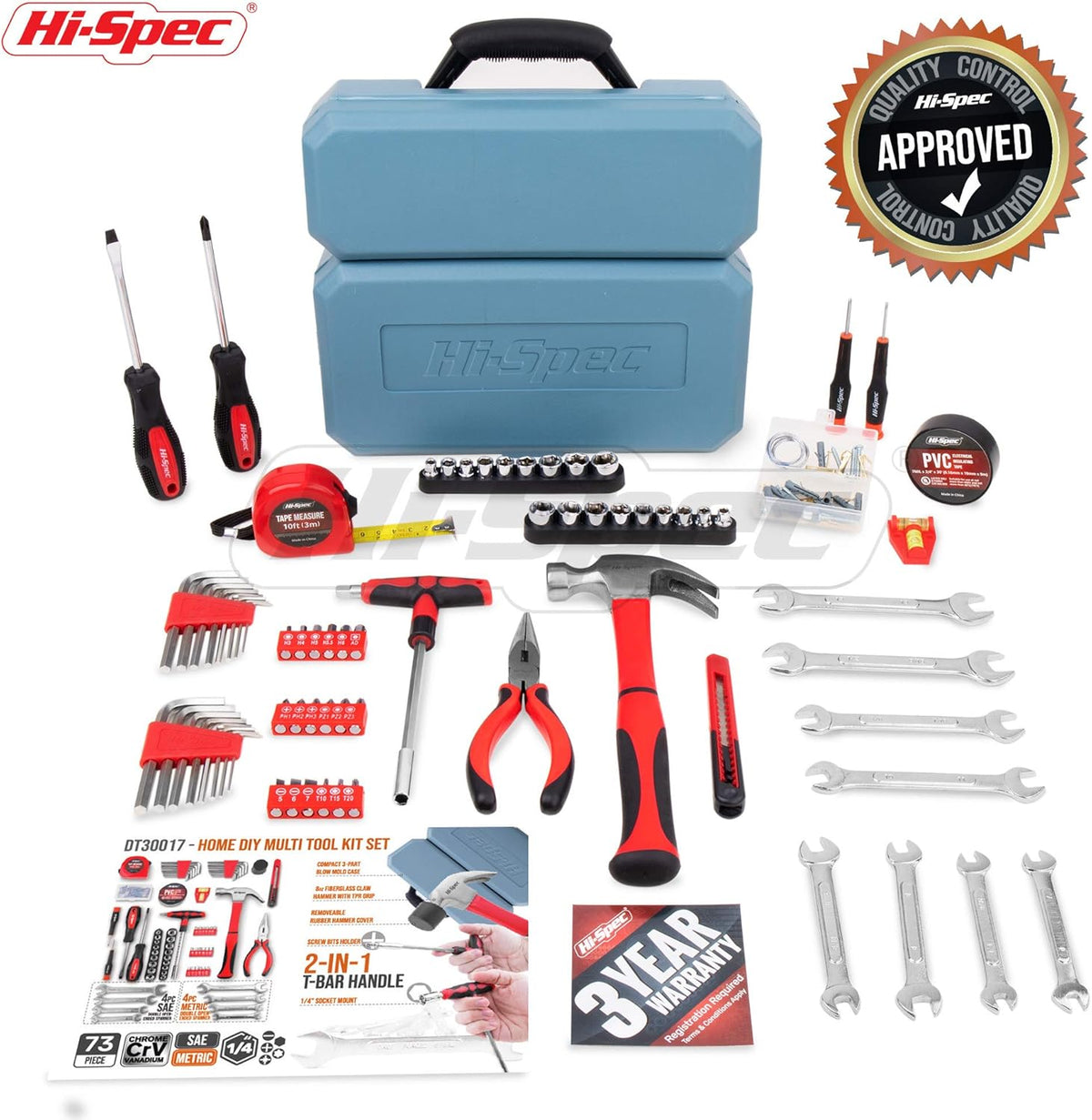 73 Piece Home & Garage Tool Kit Set with Tool Box Case V600883