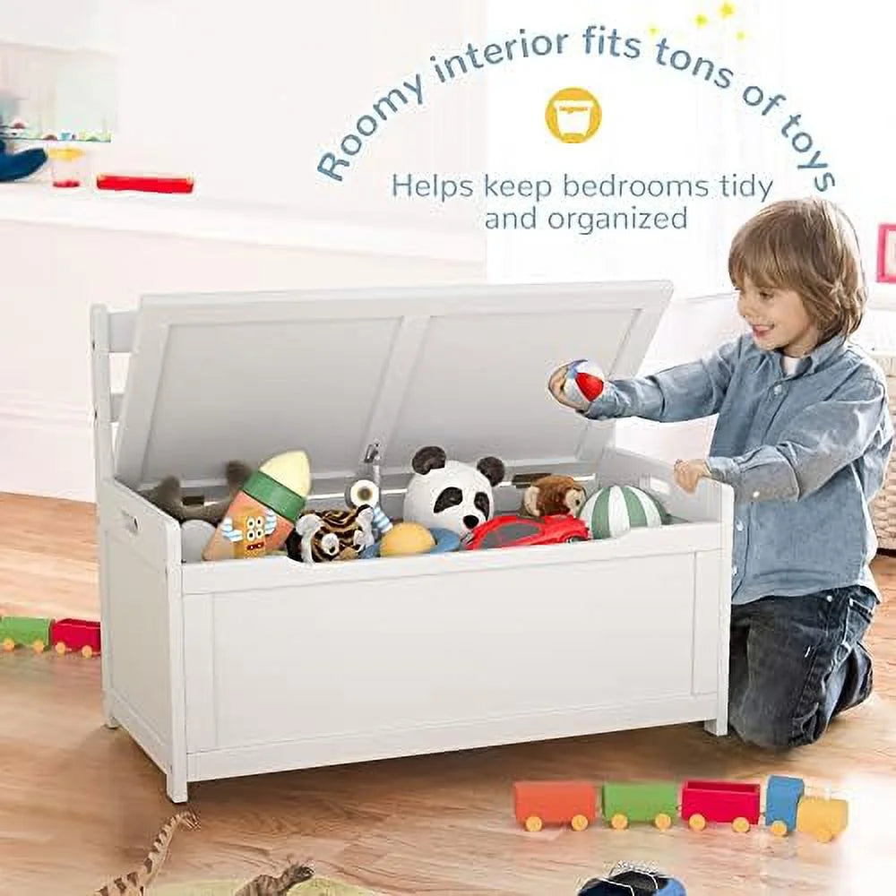 White Rubber Wood Toy Box H65987