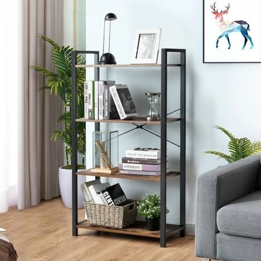 4-Tier Rustic Brown Bookshelf Storage Rack Q1268
