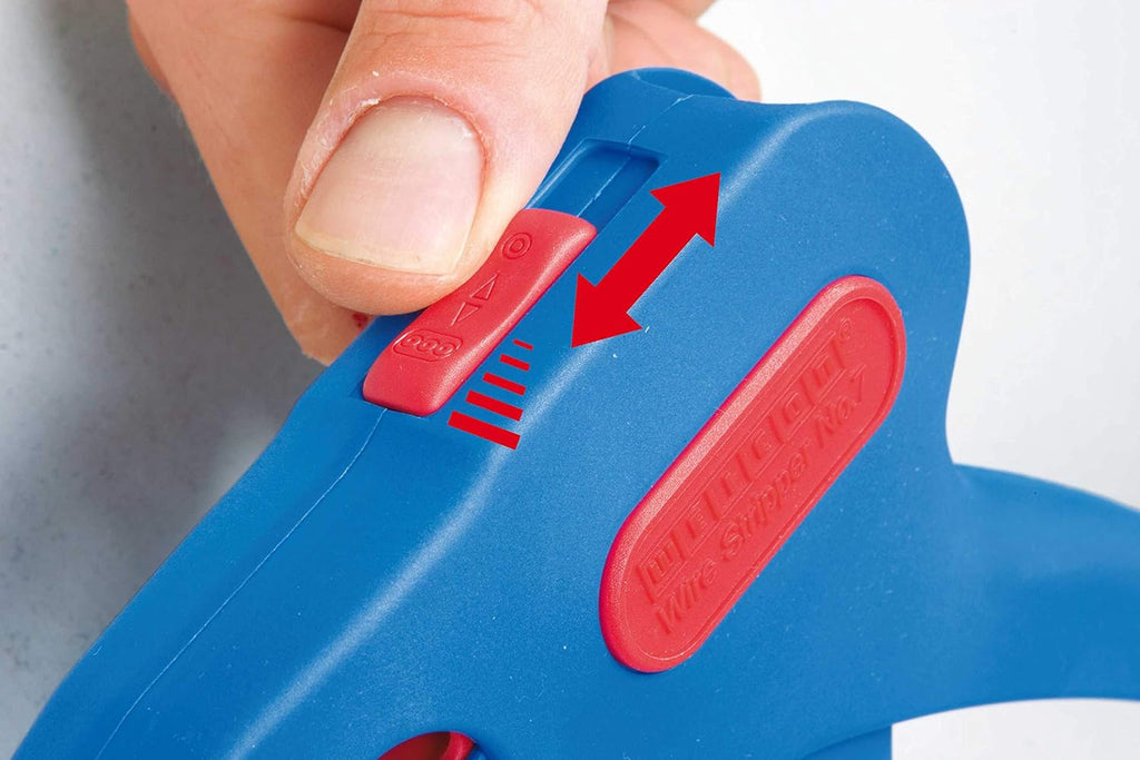 Automatic Wire Stripper for Flat Cable, 18-11 AWG (0.75-4.0 mm²), red/blue P2393