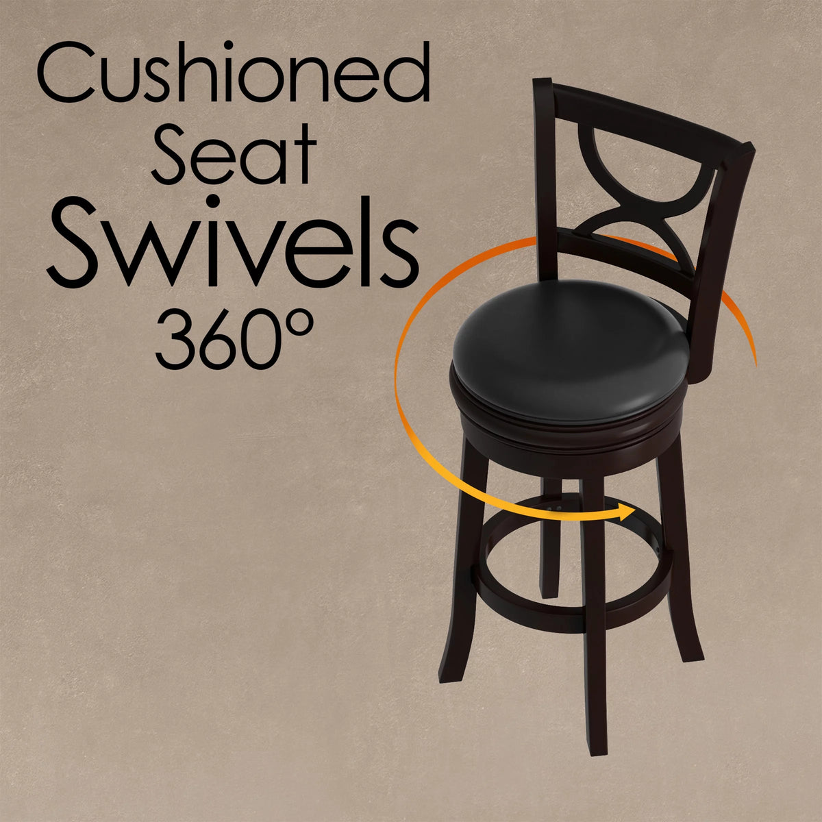 Black Faux Leather Swivel Wood Bar Stool V65976