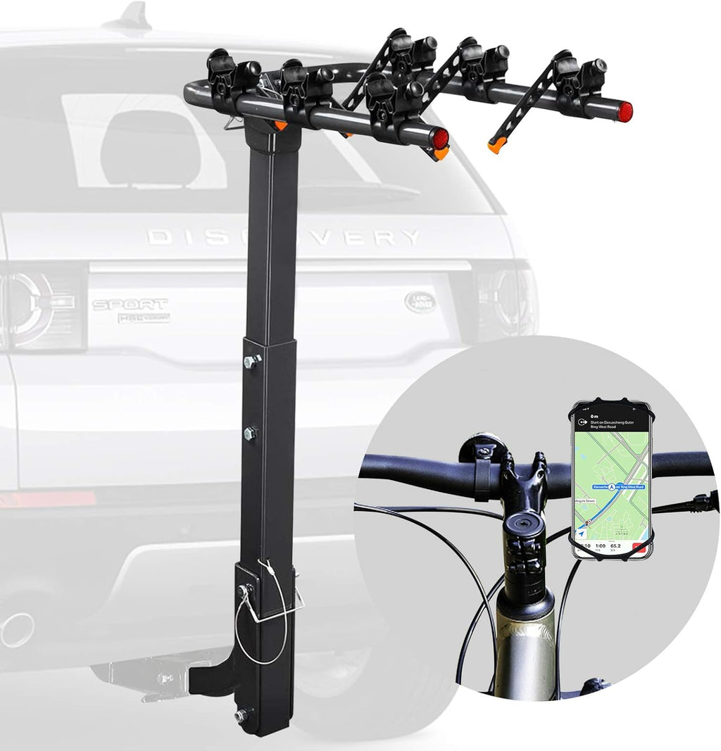 Bicycle Car Rack Bike Hitch Rack Double Foldable Bike Carrier Rack with 2'' Hitch Receiver, 4-Bike, Pack of 2 T447