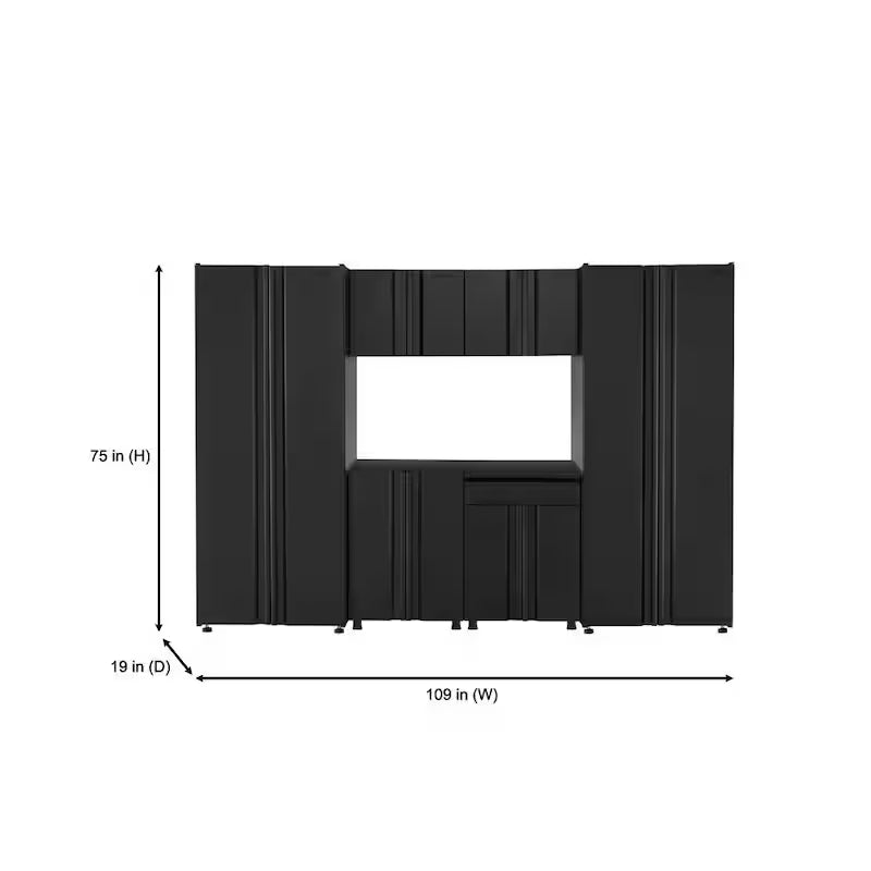 7-Piece Welded Steel Garage Storage System in Black X9064