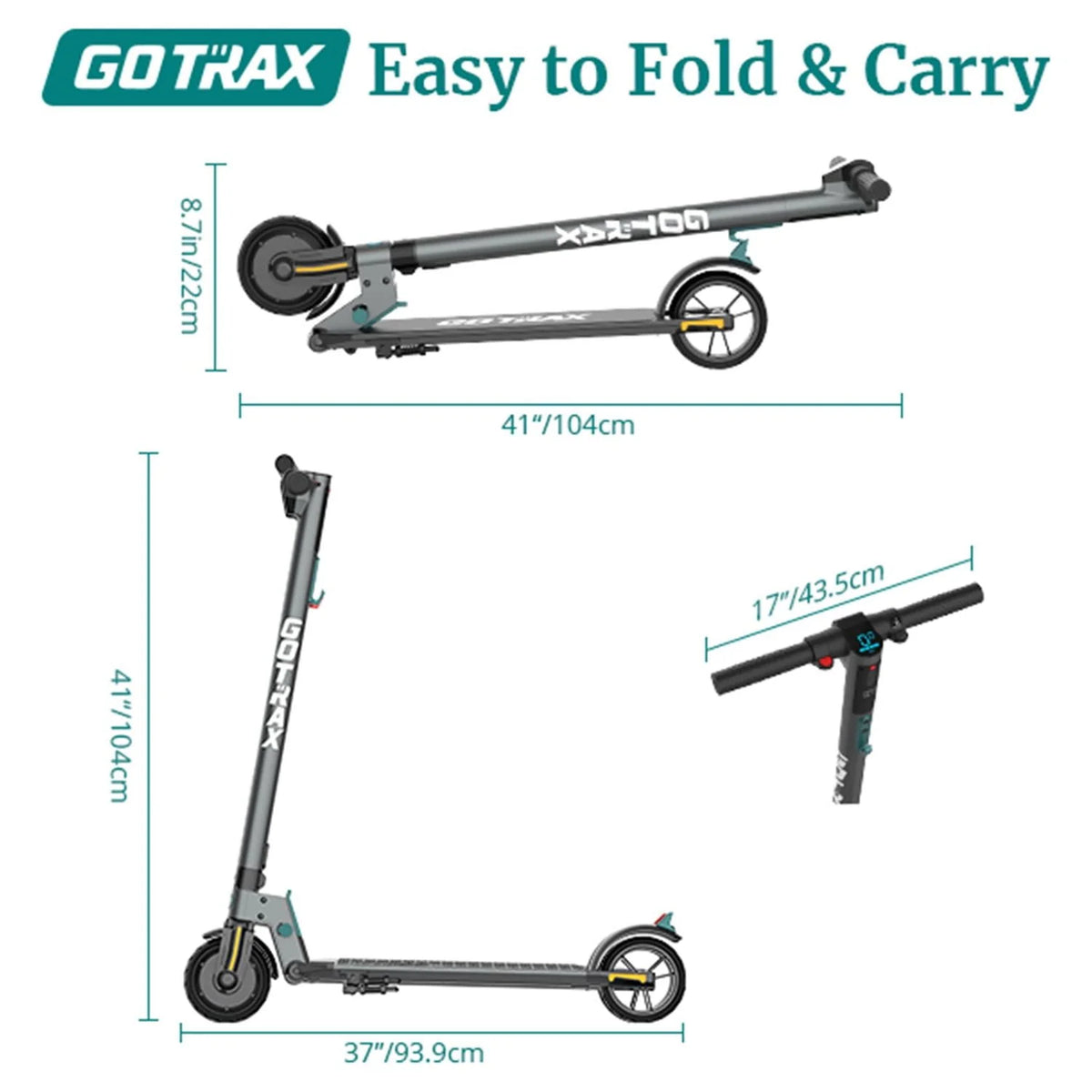 Foldable Electric Scooter with 6 Tires, 200W 12mph, Gray A682488