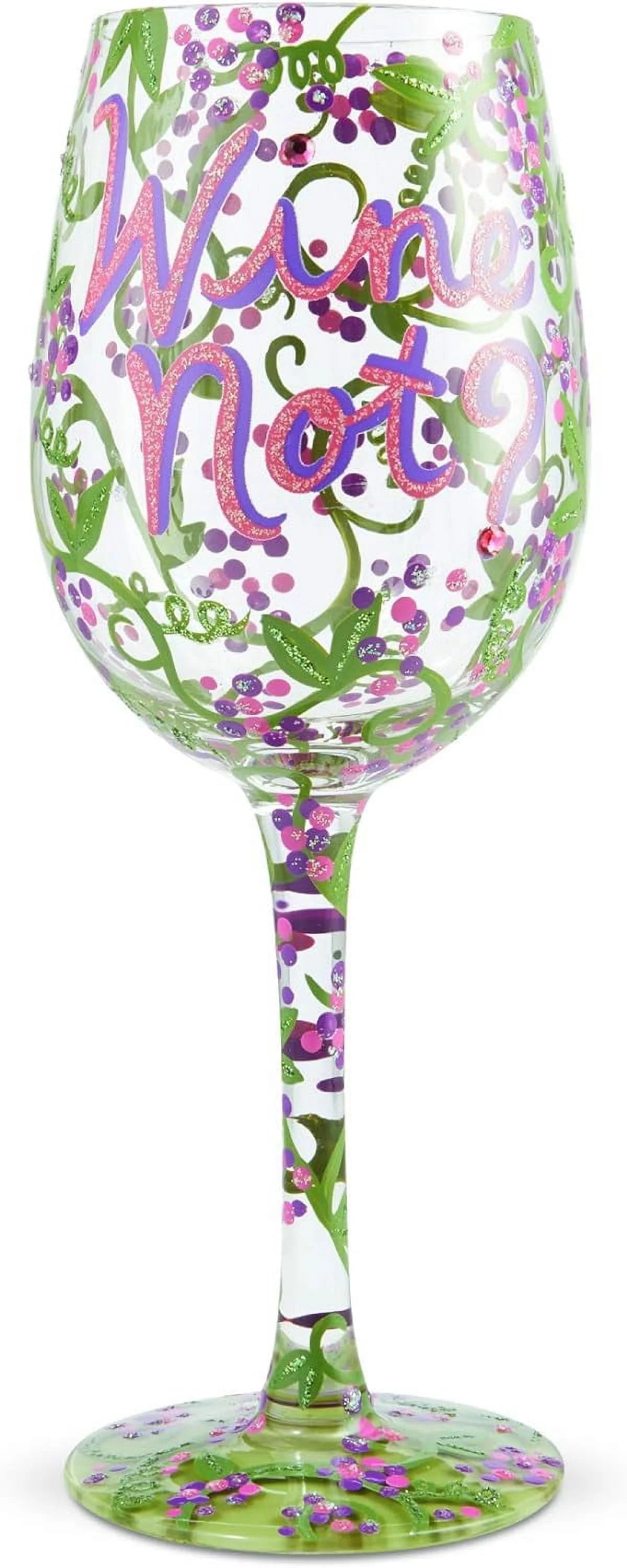 Hand-Painted Artisan Wine Glass, 1 Count, Multicolor N446