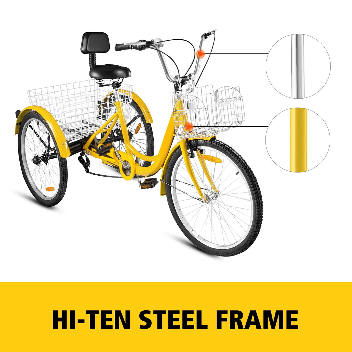 24 Adult Tricycle 7-Speed Three Wheel Bike with Basket G21065
