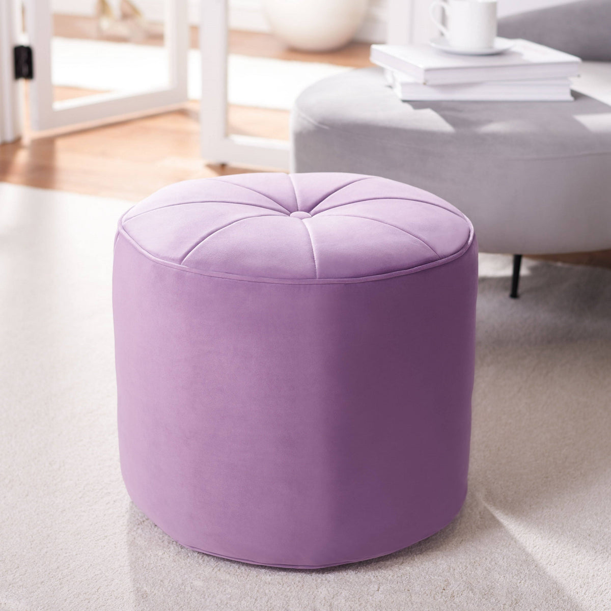 Lilac Cylinder Ottoman A53355
