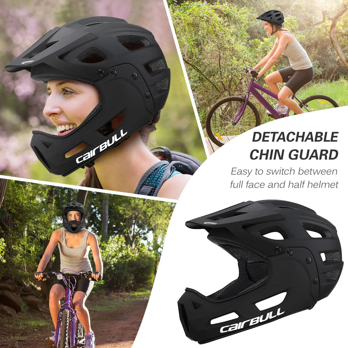 Orange Full Face Bike Helmet with Detachable Chin Guard and Visor N55269