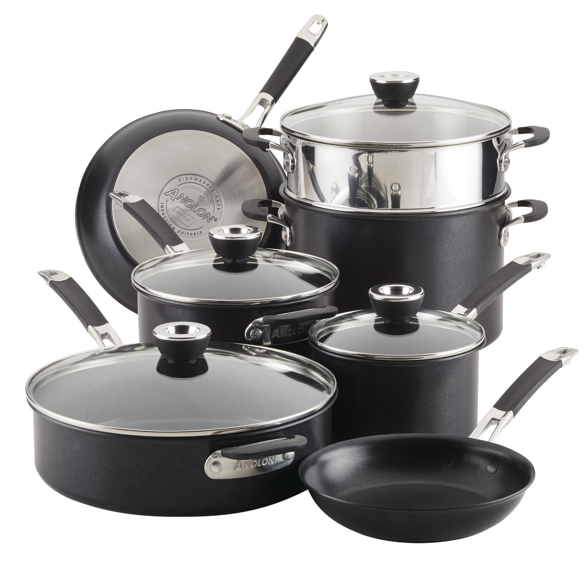 11 Piece Hard Anodized Nonstick Cookware Set H491