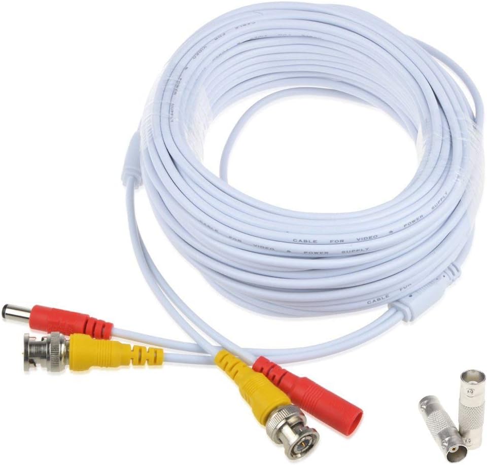 150 Feet Pre-Made Siamese BNC Video and Power Cable with Two Female Connectors (White) Pack of 2 Z39002