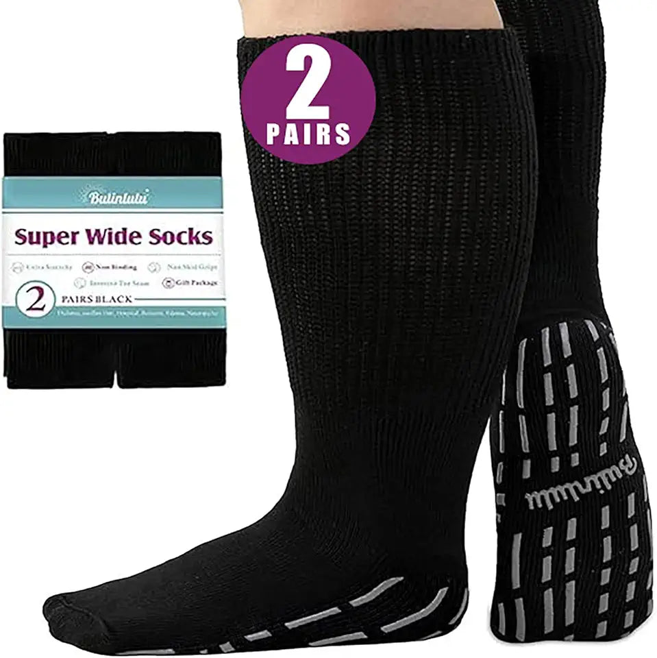 Extra Width Black 2 Pairs Diabetic Socks 13-15 W8954