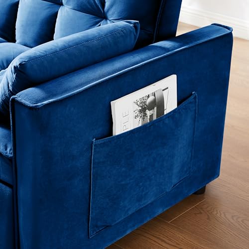 Velvet Convertible Sofa Bed with Adjustable Back L397
