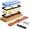 4 Side Grit 400/1000 3000/8000 Whetstone Set with Bamboo Base B329