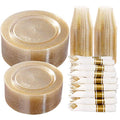 350 Pieces Gold Glitter Disposable Dinnerware Set I516