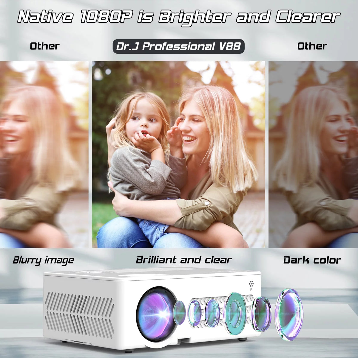 4K 1080P Wifi Bluetooth Projector with 100 Screen L46299