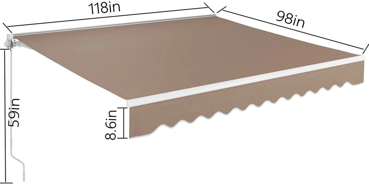 10' x 8.2' Manual Retractable Patio Awning with Aluminum Frame N63648