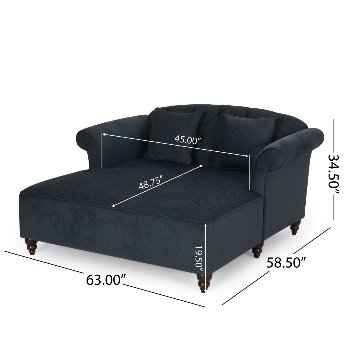 Charcoal Fabric Tufted Chaise Lounge D527